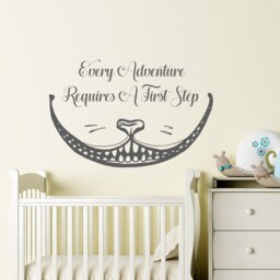 Cheshire Cat Smile Decal, Alice in Wonderland Sticker, Every Adventure Requires A First Step Quote Wall Decor, Themed Room Decoration - thumbnail 3
