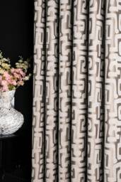 Geometric Patterned Curtain Panel Luxury Cream Drape