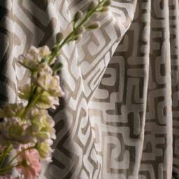 Geometric Patterned Curtain Panel Luxury Cream Drape - thumbnail 3