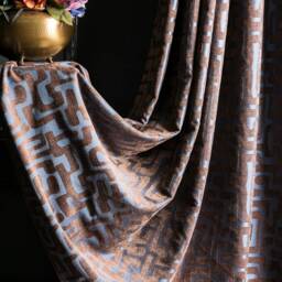 Geometric Patterned Curtain Panel Luxury Cream Drape - thumbnail 4