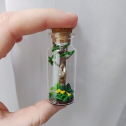 Cute Sloth On A Tree in Glass-Bottle/Unique Miniature Figure/ Handmade Artwork - thumbnail 4