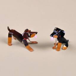 Doberman Puppy Handmade Copper Sculpture, Miniature Collectible Figurine - thumbnail 4