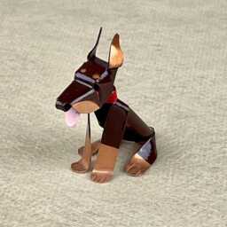Doberman Puppy Handmade Copper Sculpture, Miniature Collectible Figurine - thumbnail 3