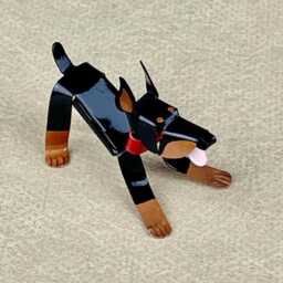 Doberman Puppy Handmade Copper Sculpture, Miniature Collectible Figurine - thumbnail 2