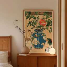Floral Porcelain Vase Poster, Asian Botanical Wall Art - thumbnail 2