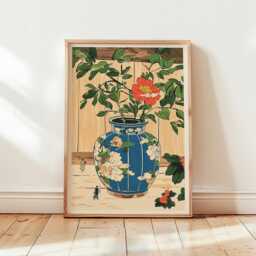 Floral Porcelain Vase Poster, Asian Botanical Wall Art - thumbnail 4