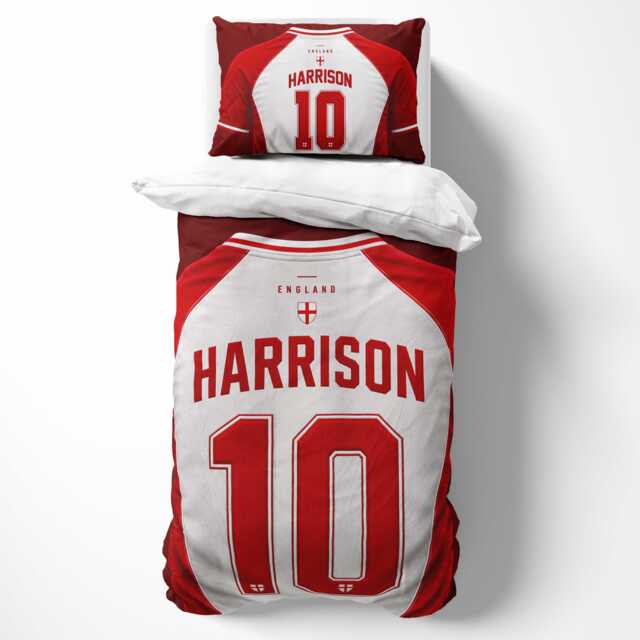 Personalised Name England Flag Single Duvet Cover T Shirt Jersey Number Football Supporter Bedding George Cross Sport Fan Bedroom Decor Gift - image 1