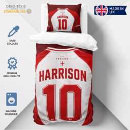 Personalised Name England Flag Single Duvet Cover T Shirt Jersey Number Football Supporter Bedding George Cross Sport Fan Bedroom Decor Gift - thumbnail 4