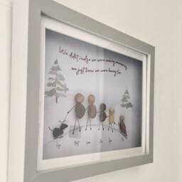 Pebble Art Family Personalised Christmas Gift Winter Snow Picture Customised Print Framed Stone. Mum Dad Friend Auntie Gran Nan - thumbnail 2