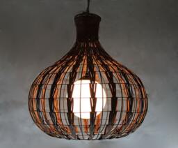 "Handwoven Rattan Pendant Lamp, Chandelier Ceiling Lighting, Lampshade Width 17.7"" By Height 19.6" - thumbnail 2