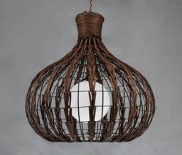 "Handwoven Rattan Pendant Lamp, Chandelier Ceiling Lighting, Lampshade Width 17.7"" By Height 19.6"
