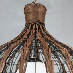 "Handwoven Rattan Pendant Lamp, Chandelier Ceiling Lighting, Lampshade Width 17.7"" By Height 19.6" - thumbnail 3