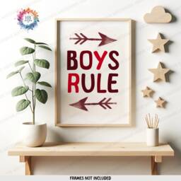 Boys Rule Print - Set Of 3 Posters - Little Man Cave Room Decor Bedroom Prints Playroom Poster Gift Red Boyhood Wall Art - thumbnail 3