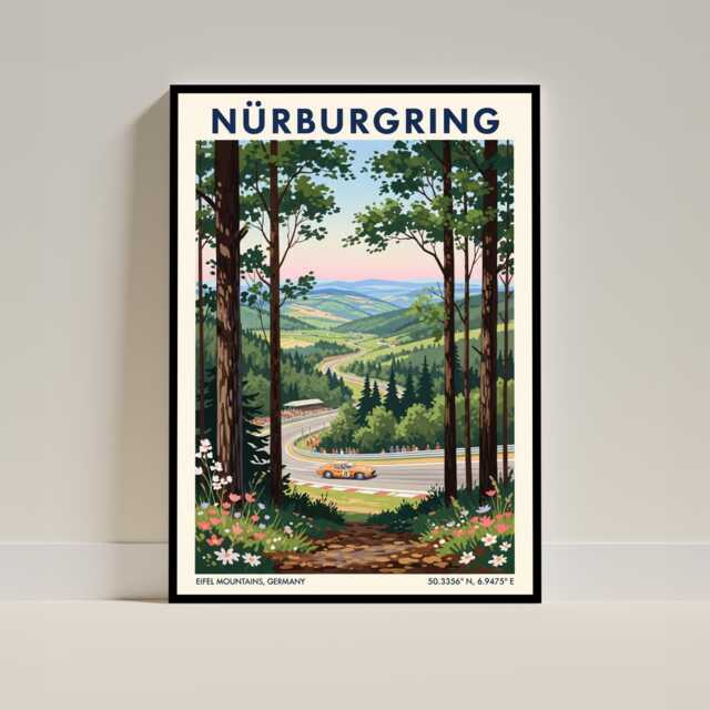 N??rburgring, Nurburg Forest Racing Track Travel Poster - Motorsport Wall Art Print Retro Nature Home Decor For Living Room Office Gift Idea - image 1