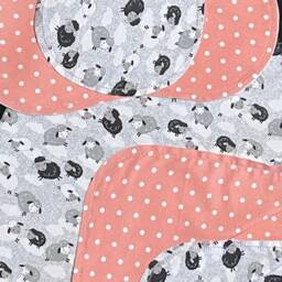 Sheep Hemstitch Receiving Blanket & 2 Burp Cloths, Crochet Flannel, Baby Lambs, Blush Peach Polka Dot, Clouds, Double Sided, Shower Gift - thumbnail 2