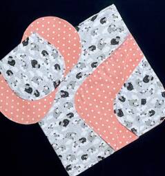 Sheep Hemstitch Receiving Blanket & 2 Burp Cloths, Crochet Flannel, Baby Lambs, Blush Peach Polka Dot, Clouds, Double Sided, Shower Gift