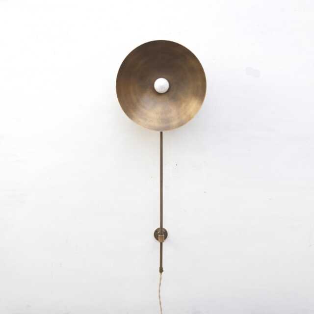 Plug-In Wall Sconce, Brass Sconce Light, Light, E-26, No.0162 - image 1