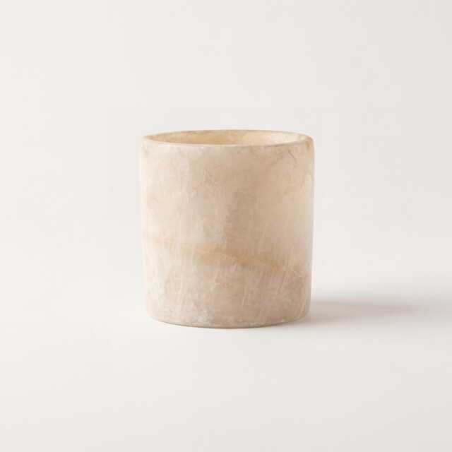 Egyptian Alabaster Candle Holder - Hand-Carved Natural Stone - 10 ??10 cm - image 1