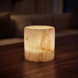 Egyptian Alabaster Candle Holder - Hand-Carved Natural Stone - 10 ??10 cm - thumbnail 3