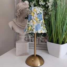 Cordless Touch Lamp. Beautiful Decoupaged Hydrangea & Lemon Usb Rechargeable Table Lamp.hand Decorated - thumbnail 2