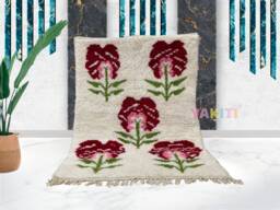Yakiti - 4X6Ft Moroccan Rug, Beni Ourain Area Modern Wool Living Room Beniourain Handmade Soft Carpet, 134 cm X 190 - thumbnail 1