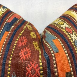Vintage Turkish Kilim Pillow Cover, Handwoven Accent Cushion - 24x24 - thumbnail 2