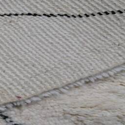 Large Beni Ourain Rug Authentic Moroccan Wool, Custom White & Black Rug - thumbnail 4