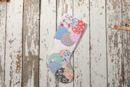 Circles Vintage Quilt Christmas Stocking - Flower, Hand Quilted, Antique - thumbnail 1