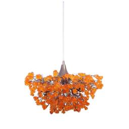 Orange Flower Chandelier, Handmade Resin Floral Hanging Lamp - thumbnail 2