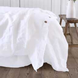 Optical White Luxury Linen Bedding - 100% Duvet Cover, Handmade, Breathable Natural Flax, Custom Size Available - thumbnail 2