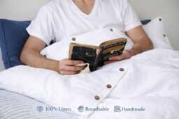 Optical White Luxury Linen Bedding - 100% Duvet Cover, Handmade, Breathable Natural Flax, Custom Size Available