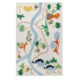 Dinosaur Safari Kids Rug Cotton Play Mat, Non-Slip Nursery Decor - thumbnail 2