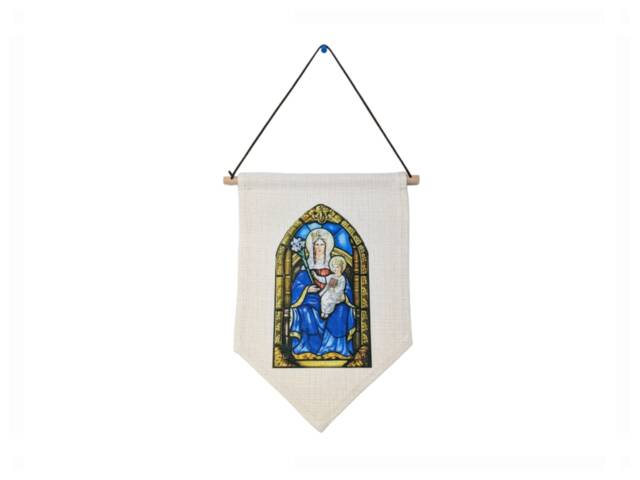 Our Lady Of Walsingham Catholic Banner - Large Marian Wall Hanging Uk-Made Linen Devotional Gift Indoor/Outdoor Use - image 1