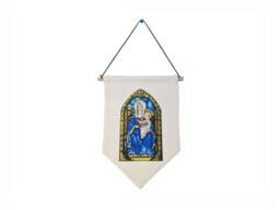 Our Lady Of Walsingham Catholic Banner - Large Marian Wall Hanging Uk-Made Linen Devotional Gift Indoor/Outdoor Use - thumbnail 1