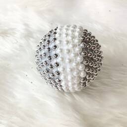 Beaded Decor Balls, Pearl Bead Gold Silver Ornament, Basket Fillers, Home Gift For The - thumbnail 2