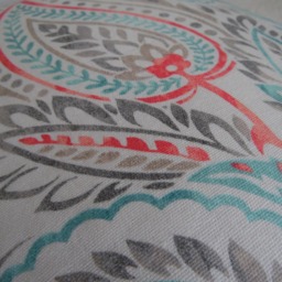 Paisley Pillow Cover Taupe, Green, & Coral Cotton Decor - thumbnail 4