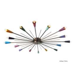 Mid-Century Modern Brass Sputnik Chandelier, Multi-Color Shades - thumbnail 3