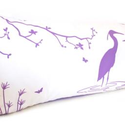 Plum Purple Egret Pillow Swamp Scene Lumbar Cushion - Insert Included - thumbnail 2