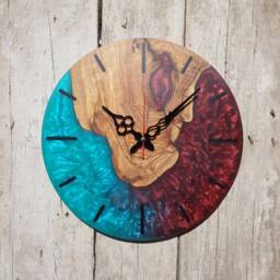 Epoxy Wall Clock Live Edge Rustic Home Decor - thumbnail 2