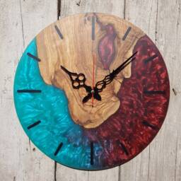 Epoxy Wall Clock Live Edge Rustic Home Decor - thumbnail 4