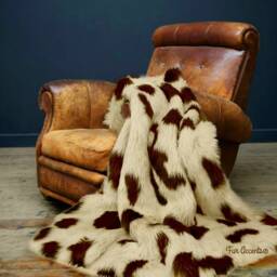 Faux Fur Throw Blanket - Brown & White Icelandic Sheepskin - thumbnail 2