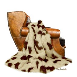 Faux Fur Throw Blanket - Brown & White Icelandic Sheepskin
