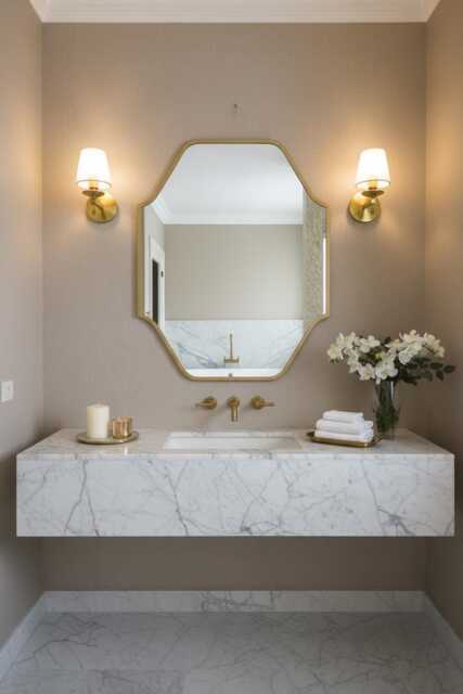 Square Mirror Vanity & Bathroom Mirrors, Rectangular Gold Frame Wall - image 1