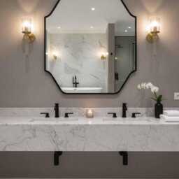 Square Mirror Vanity & Bathroom Mirrors, Rectangular Gold Frame Wall - thumbnail 2