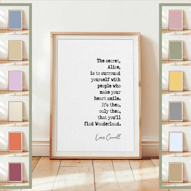Lewis Carroll Quote Print in Different Colours You'll Find Wonderland Alice Wall Art Inspirational Quotes Literature Unframed - image 1