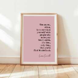 Lewis Carroll Quote Print in Different Colours You'll Find Wonderland Alice Wall Art Inspirational Quotes Literature Unframed - thumbnail 3