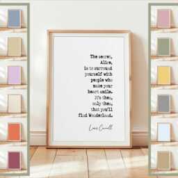 Lewis Carroll Quote Print in Different Colours You'll Find Wonderland Alice Wall Art Inspirational Quotes Literature Unframed - thumbnail 1