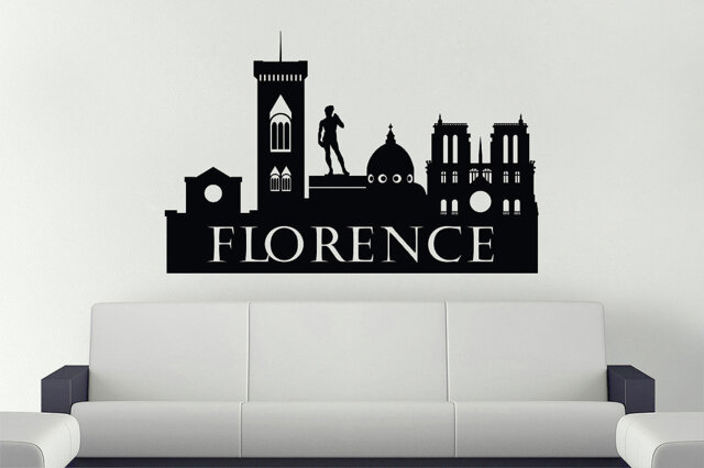Florence Wall Decal, Italy City Skyline Decal Urban Sticker, Silhouette Vinyl Office - image 1