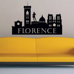 Florence Wall Decal, Italy City Skyline Decal Urban Sticker, Silhouette Vinyl Office - thumbnail 2
