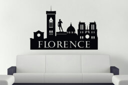 Florence Wall Decal, Italy City Skyline Decal Urban Sticker, Silhouette Vinyl Office - thumbnail 1